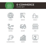 9 E-Commerce line Icon Set Isolated Customizable Stroke