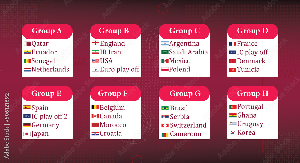 FIFA World Cup. World Cup 2022. Match schedule template. Football