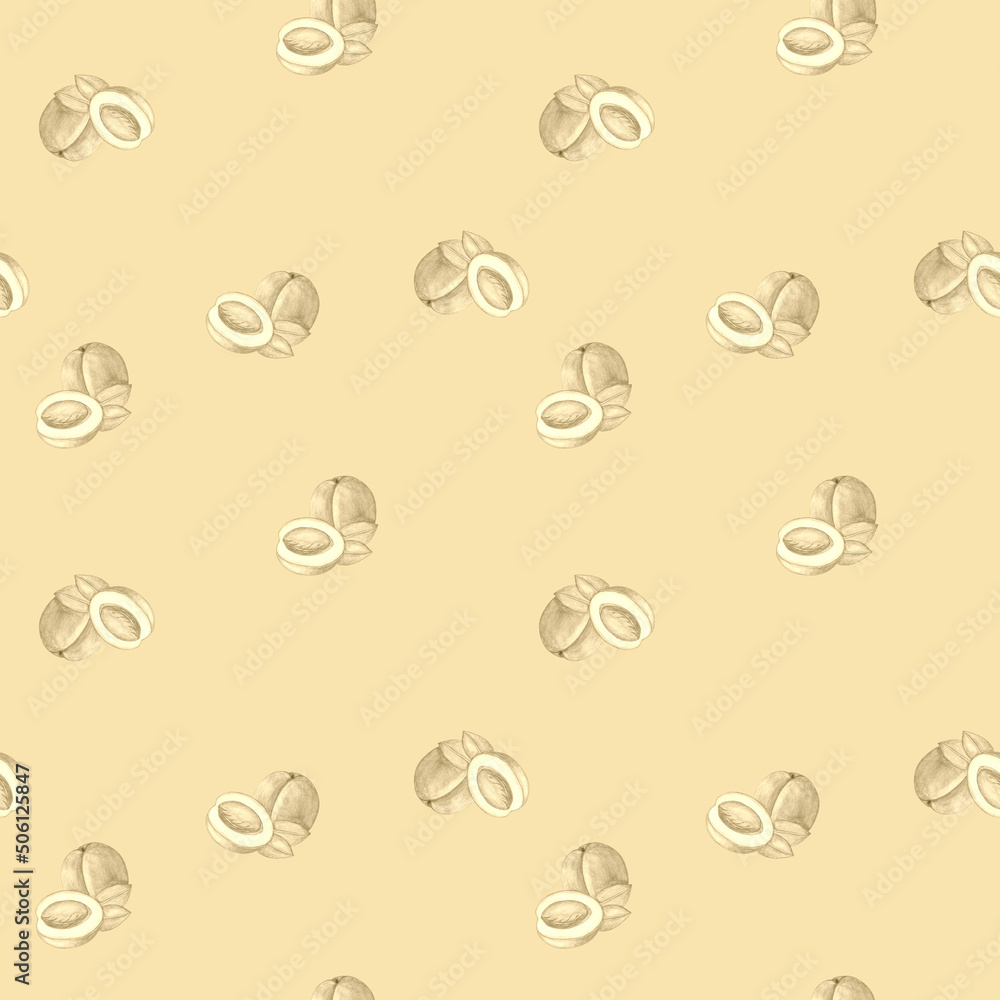 Peaches seamless pattern. Watercolor illustration. Peaches seamless pattern. Watercolor illustration.