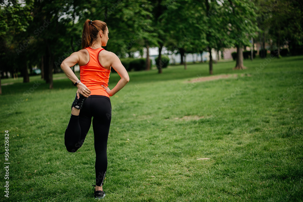 Morning woman workout in the park. Morning woman workout in the park.