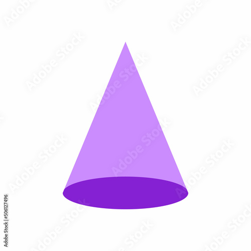 Violet cone basic simple 3d shape isolated on white background
