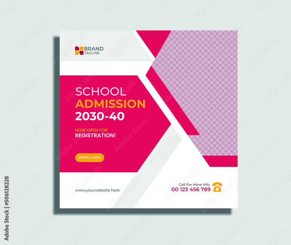 School admission social media post and web banner template