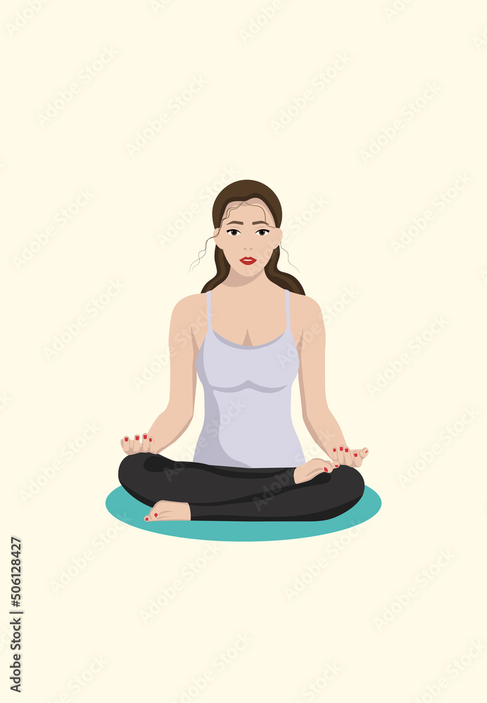 Yoga. Meditating girl. Meditation, relax, healthy and wellness lifestyle. Mental health. Meditating woman