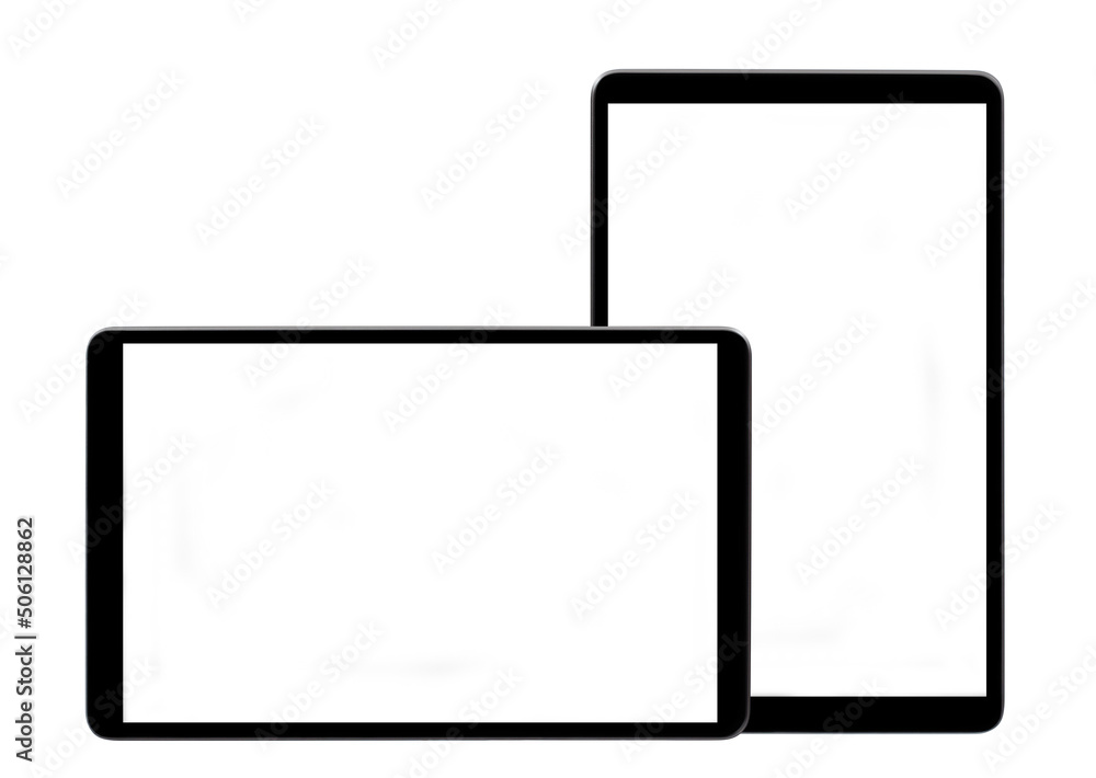 Black tablet computers, isolated on white background Black tablet computers, isolated on white background