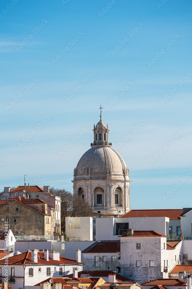 White dome of the National Pantheon in Lisbon, Portugal.