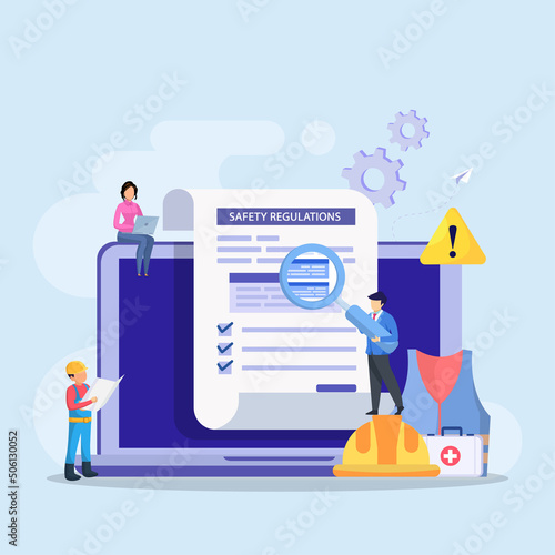 OSHA online service or platform vector. Occupational safety and health administration.
