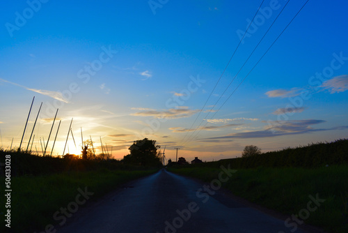 sunset over the road