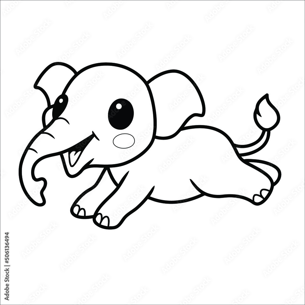 Cute little elephant cartoon Coloring page Cute little elephant cartoon Coloring page