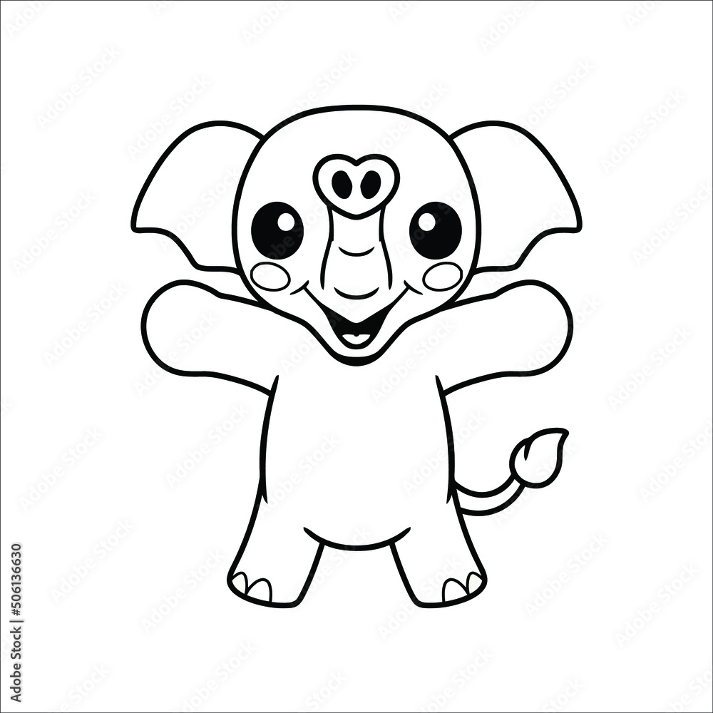 Cute little elephant cartoon Coloring page Cute little elephant cartoon Coloring page