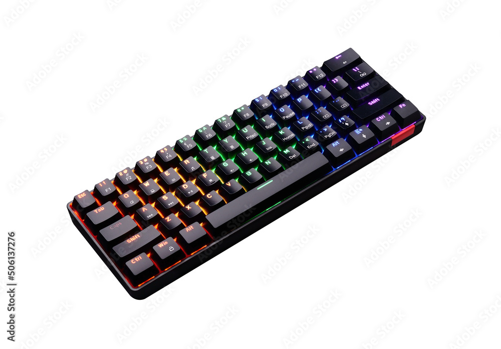 gaming keyboard with backlight isolated on a white background gaming keyboard with backlight isolated on a white background