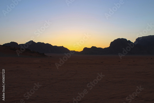 Sunset in Wadi Rum desert
