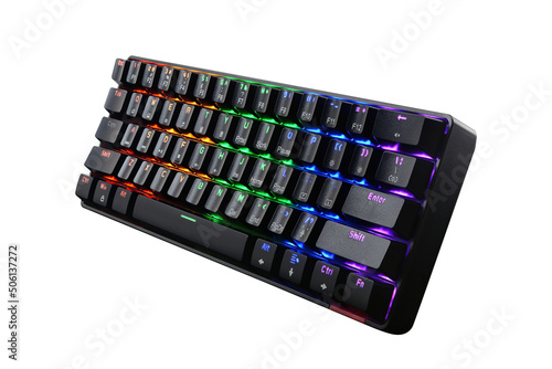 gaming keyboard with backlight isolated on a white background