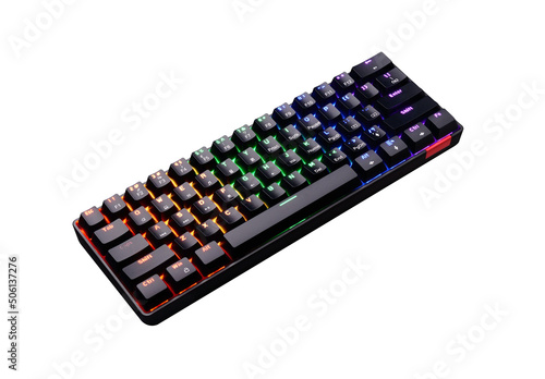 gaming keyboard with backlight isolated on a white background