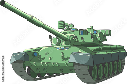 Soviet green tank isolated on a white background.