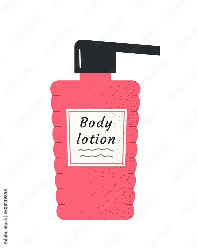 Beauty cosmetic product icon. Sticker with organic natural body skin care lotion. Bottle or tube with hygienic cosmetics. Design for web. Cartoon flat vector illustration isolated on white background Beauty cosmetic product icon. Sticker with organic natural body skin care lotion. Bottle or tube with hygienic cosmetics. Design for web. Cartoon flat vector illustration isolated on white background
