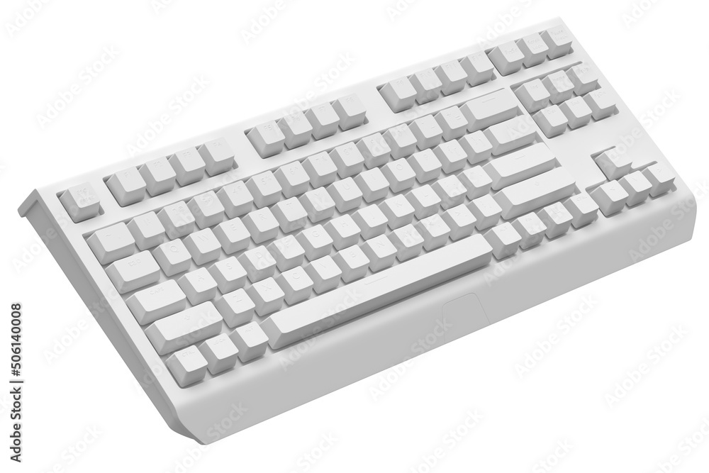 Computer keyboard with rgb colors isolated on white monochrome background.