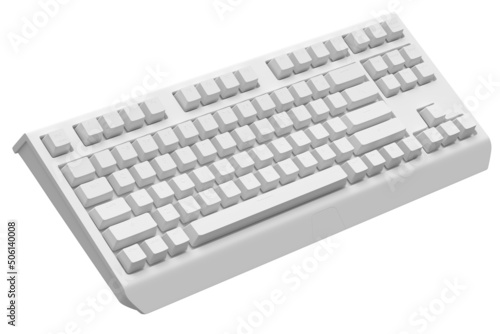 Computer keyboard with rgb colors isolated on white monochrome background.