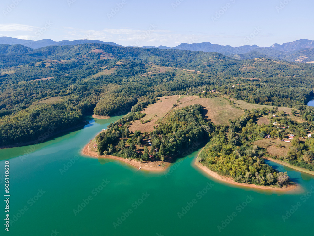 Aerial view of Sopot Reservoir,  Bulgaria