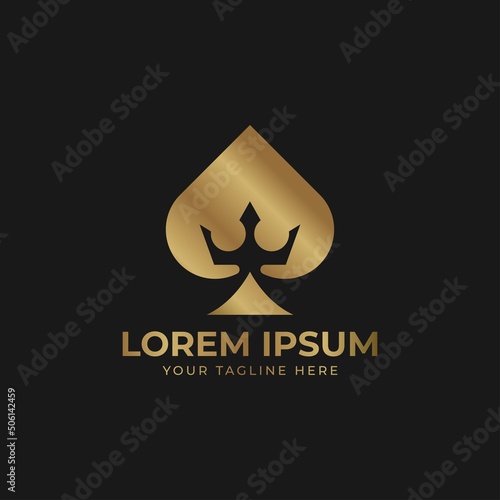 Billede på lærred Golden king and spade ace for poker logo design