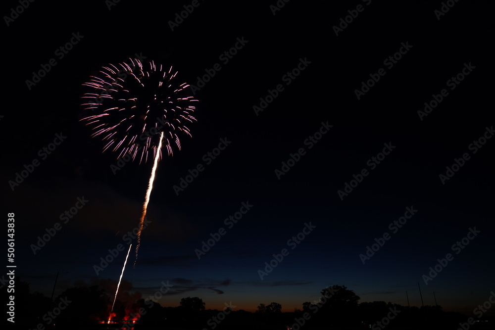 Firework show in New Lisbon, Wisconsin during Wa Du Shuda Days festival. Firework show in New Lisbon, Wisconsin during Wa Du Shuda Days festival.