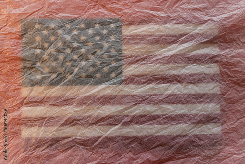 background. American flag in national colors. blur, out of focus.