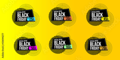 Set of Sale badges. Sale quality tags and labels. Template banner shopping badges. Special offer, sale, discount, shop, black friday. Vector illustration.