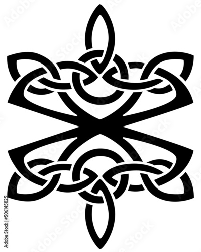 Vignette, Decorative silhouette vector element in Celtic style for decor, tattoo, sign or logo