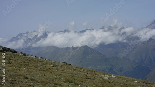View on the clouds from a pass in the Pyrenees near the Piau Engaly resort, in the south west of France. Time lapse. Filmed in the summer. photo