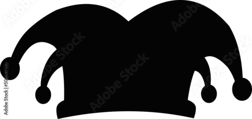 Vector illustration of the black silhouette of a jester harlequin hat