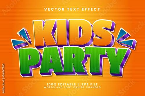 kids party 3d cartoon text effect