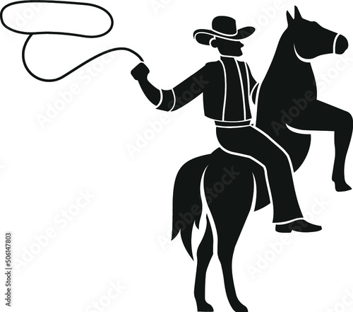 Cartoon Cowboy and Indians Highwayman Mask Pistol Gunslinger Wild West Outlaw Design Illustration Hat Cow Boy Man Shotgun Bandana Sheriff Western