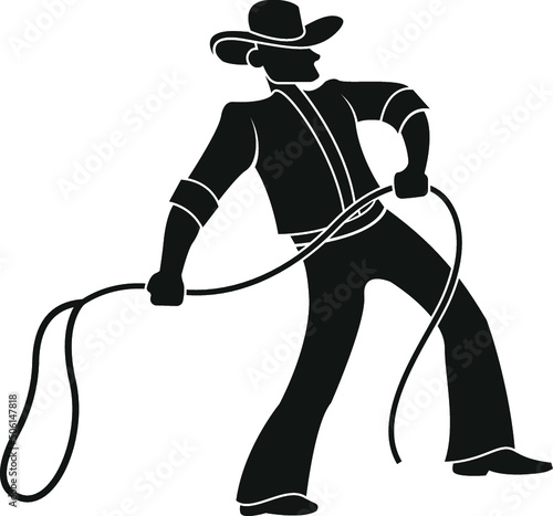 Cartoon Cowboy and Indians Highwayman Mask Pistol Gunslinger Wild West Outlaw Design Illustration Hat Cow Boy Man Shotgun Bandana Sheriff Western