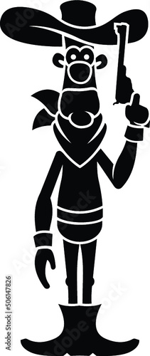 Cartoon Cowboy and Indians Highwayman Mask Pistol Gunslinger Wild West Outlaw Design Illustration Hat Cow Boy Man Shotgun Bandana Sheriff Western
