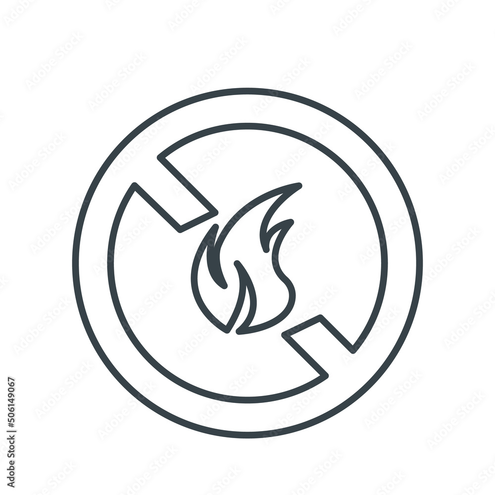 Forbidden bonfire thin line icon Forbidden bonfire thin line icon