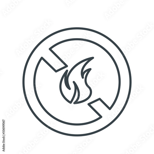 Forbidden bonfire thin line icon