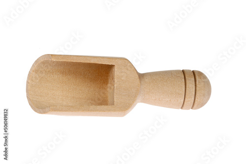 Wooden shovel on a white background