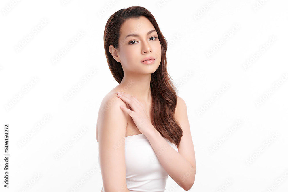 Beautiful young asian woman with clean fresh skin on white background, Face care, Facial treatment, Cosmetology, beauty and spa, Asian women portrait. Beautiful young asian woman with clean fresh skin on white background, Face care, Facial treatment, Cosmetology, beauty and spa, Asian women portrait.
