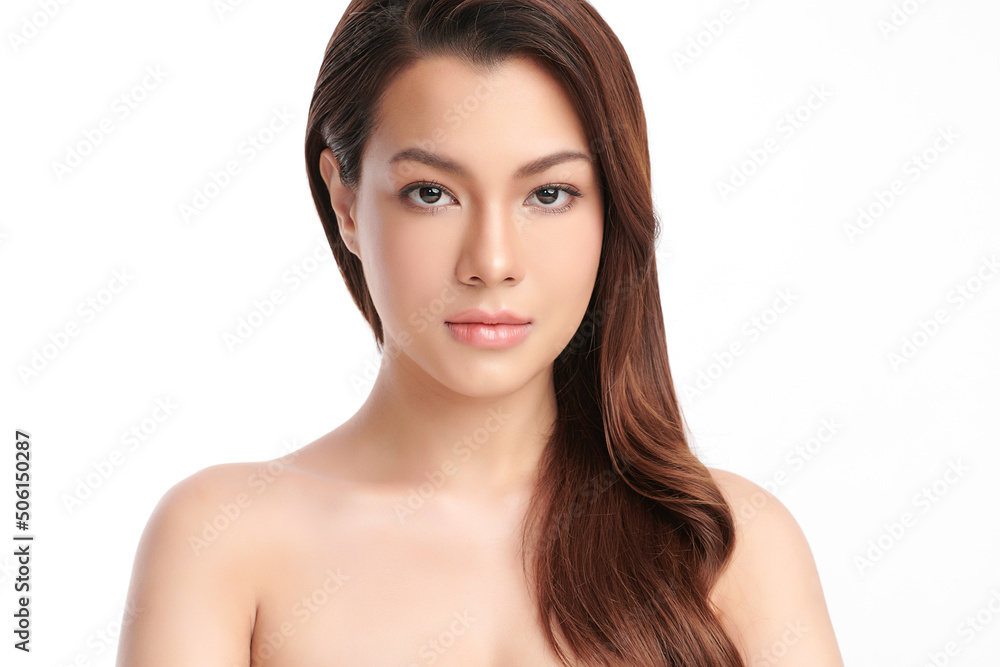Beautiful young asian woman with clean fresh skin on white background, Face care, Facial treatment, Cosmetology, beauty and spa, Asian women portrait. Beautiful young asian woman with clean fresh skin on white background, Face care, Facial treatment, Cosmetology, beauty and spa, Asian women portrait.