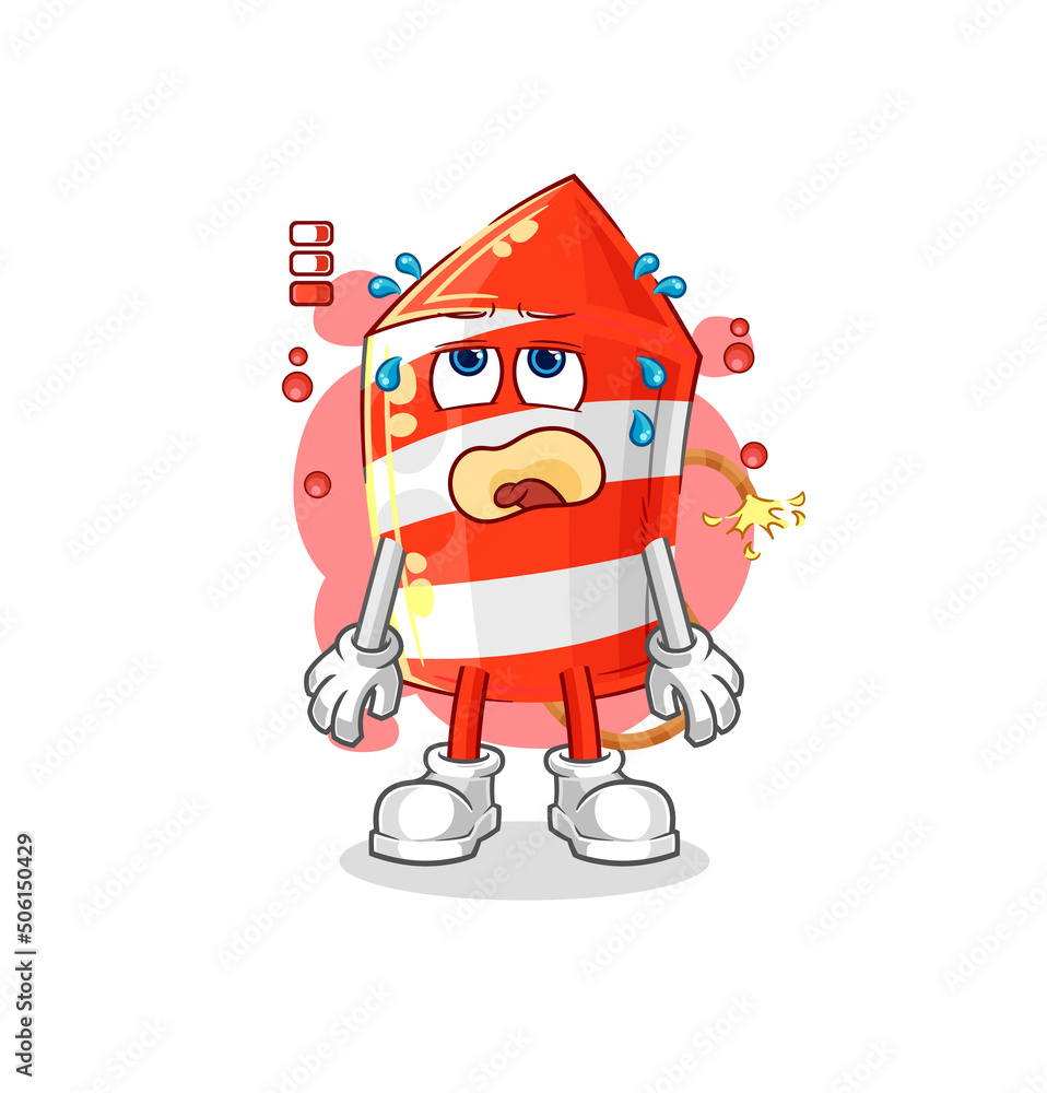 fireworks rocket low battery mascot. cartoon vector fireworks rocket low battery mascot. cartoon vector