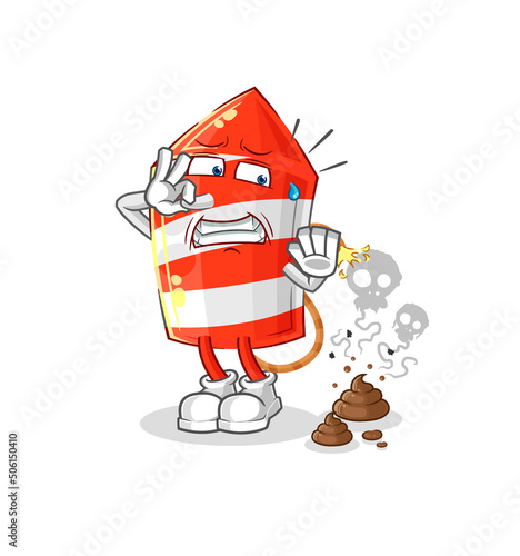 fireworks rocket with stinky waste illustration. character vector