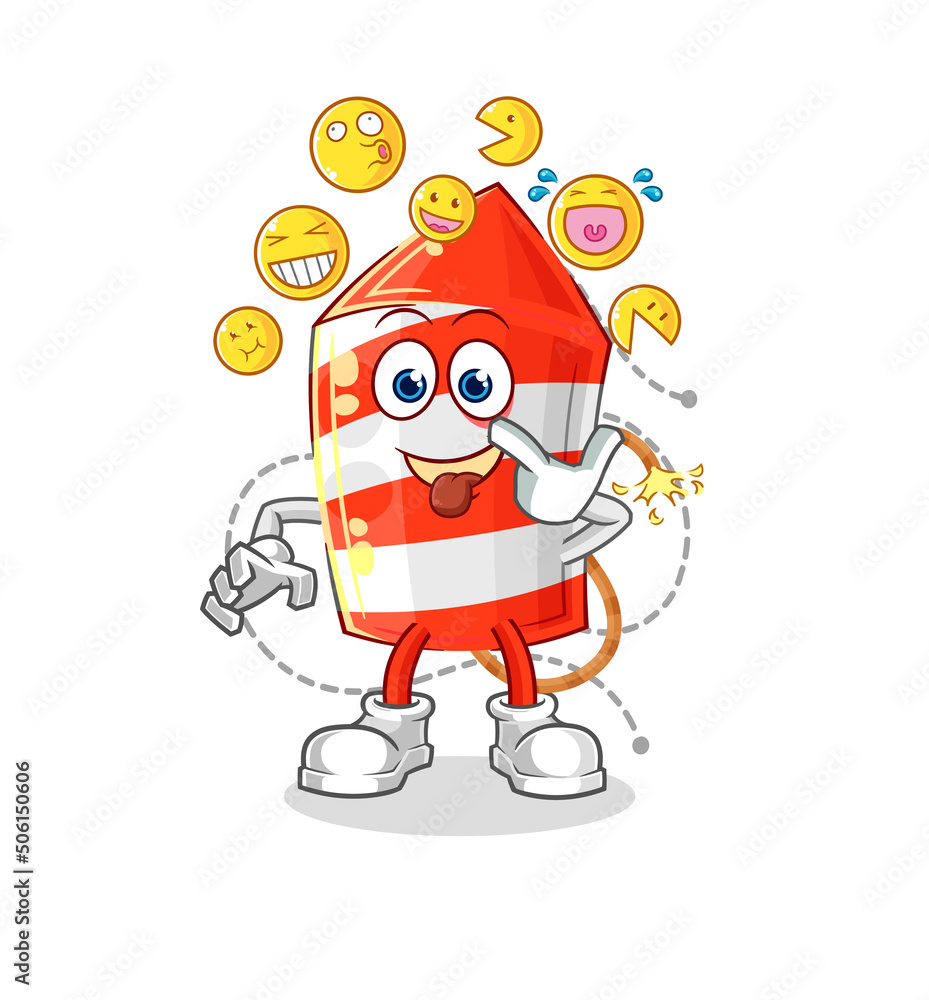 fireworks rocket laugh and mock character. cartoon mascot vector fireworks rocket laugh and mock character. cartoon mascot vector