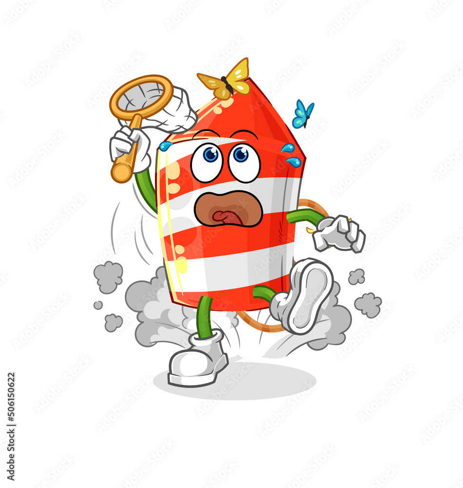 fireworks rocket catch butterfly illustration. character vector fireworks rocket catch butterfly illustration. character vector
