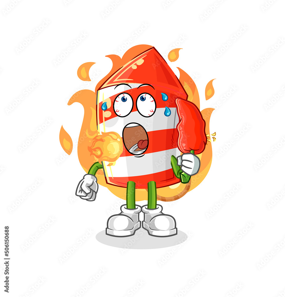 fireworks rocket eat hot chilie mascot. cartoon vector fireworks rocket eat hot chilie mascot. cartoon vector
