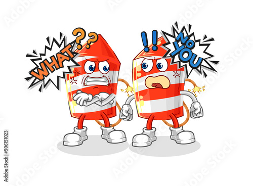 fireworks rocket arguing each other cartoon vector