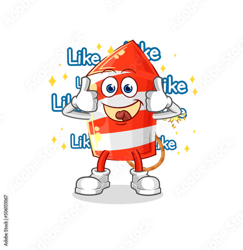 fireworks rocket give lots of likes. cartoon vector