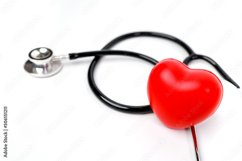 Red heart and stethoscope healthcare Check Concept, On White Background. Red heart and stethoscope healthcare Check Concept, On White Background.