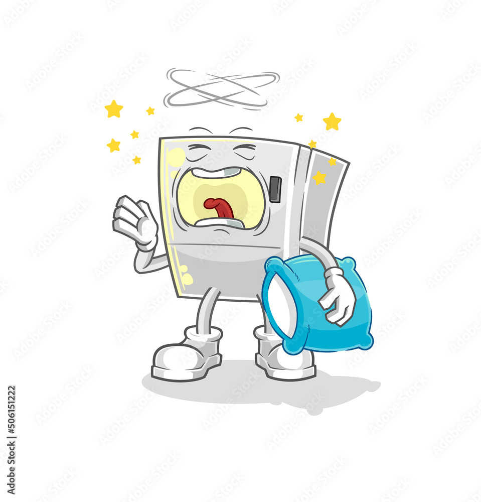 fridge yawn character. cartoon mascot vector