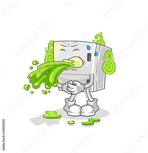 fridge throw up cartoon. cartoon mascot vector