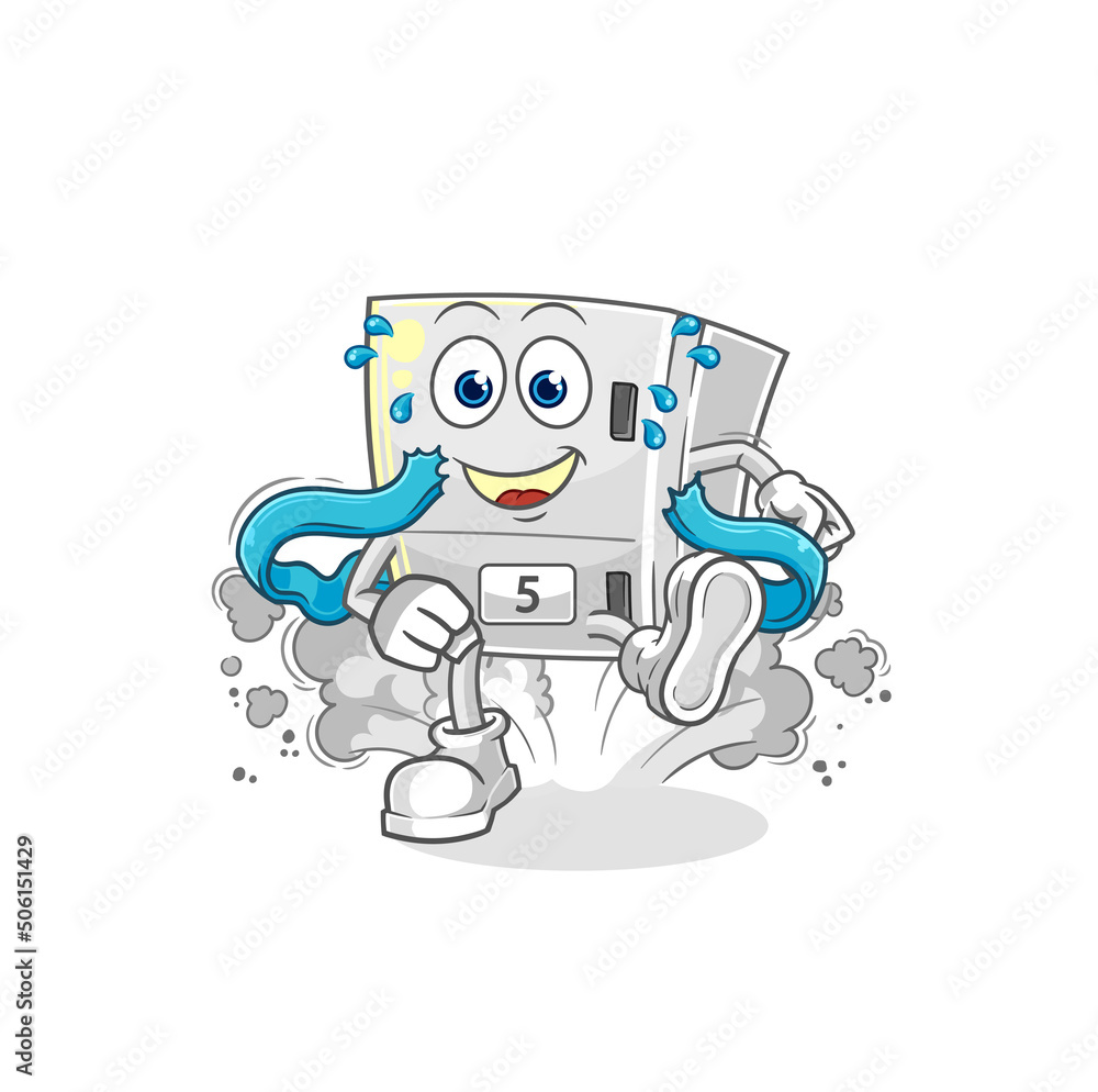 fridge runner character. cartoon mascot vector fridge runner character. cartoon mascot vector