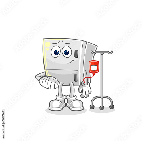 fridge sick in IV illustration. character vector